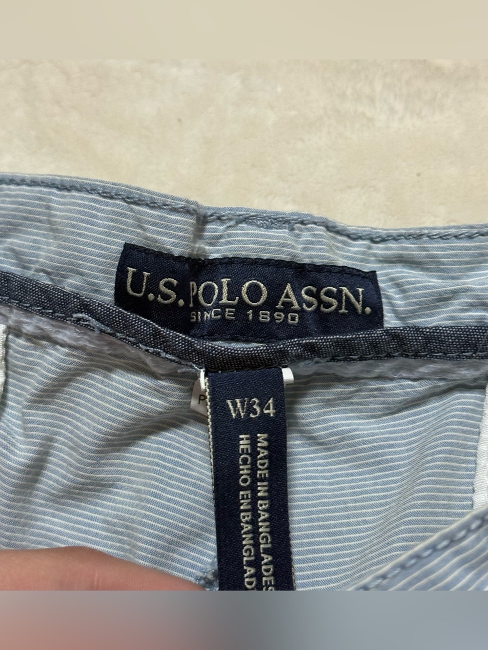 U.S. Polo Assn. Men's Pale Blue Flat Front Cotton Shorts - Picture 2 of 5